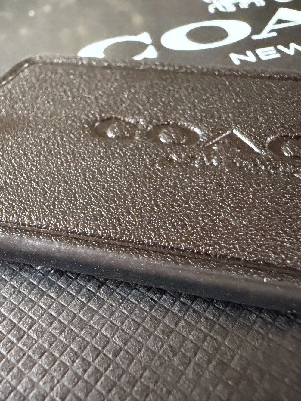 COACH New York Embossed Black Leather Bag Tag Charm Keychain BRAND NEW
